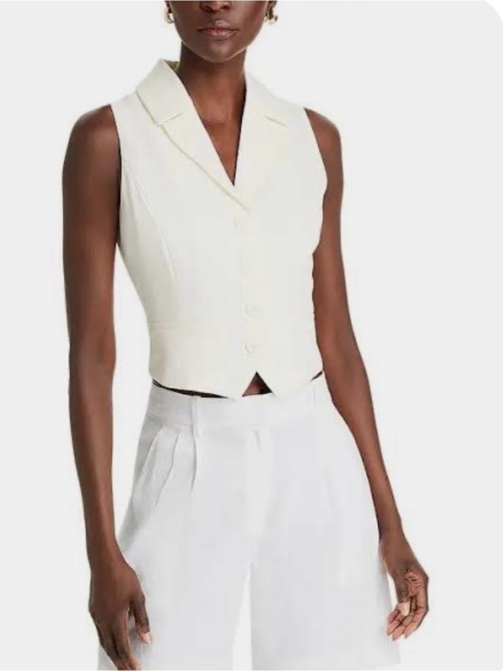 AQUA Collared Vest Top in White. Size X-Small